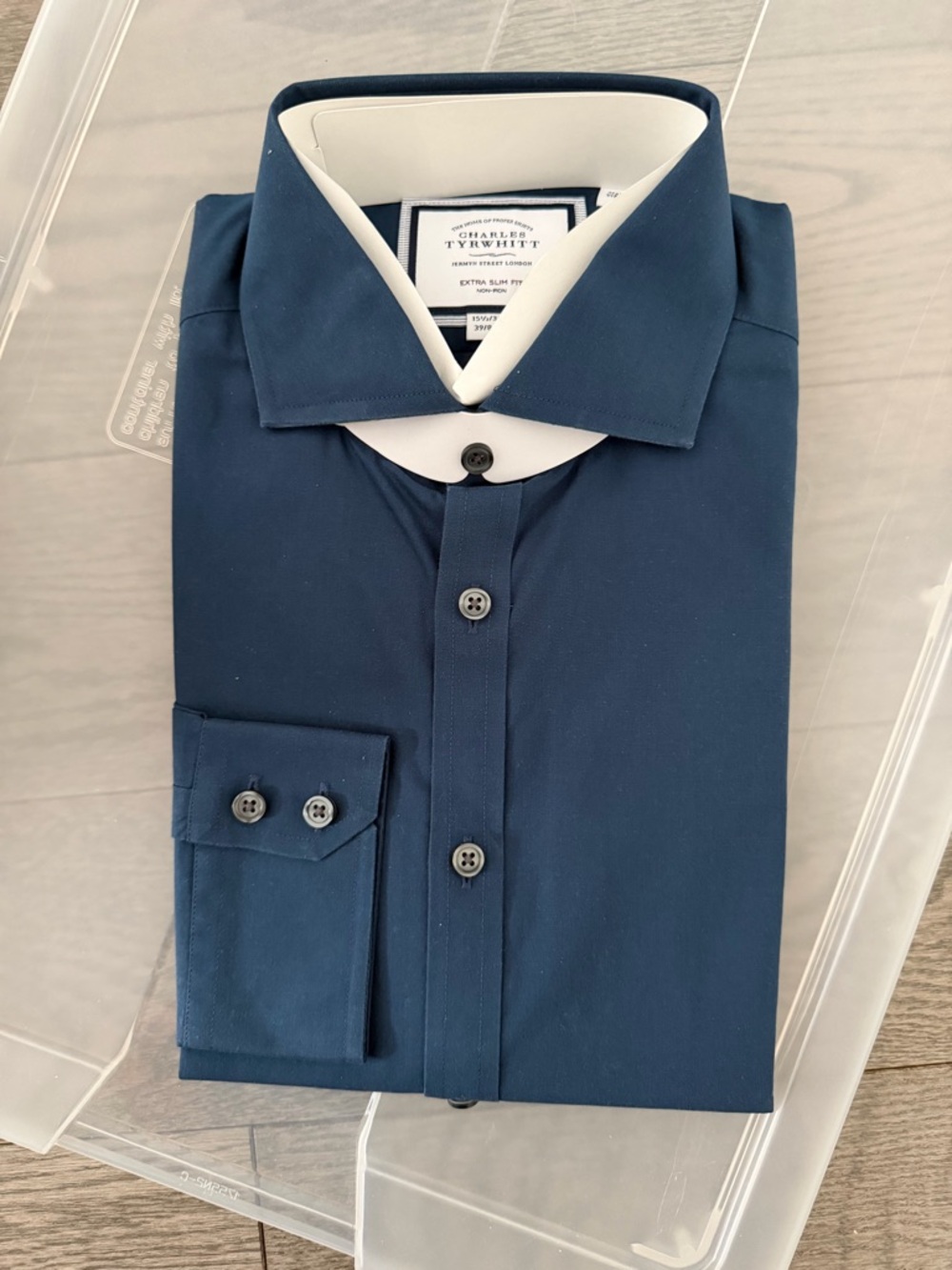 Charles Tyrwhitt Navy Shirt with Collar